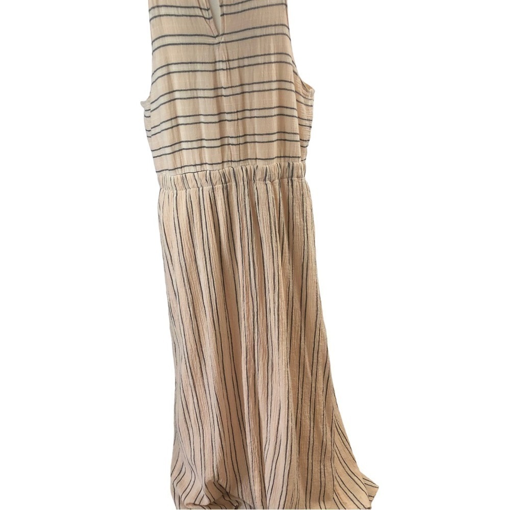Lauren Conrad Cotton Linen Lined Sleeveless MAXI Dress Women XL  PeachBlackWhite - Picture 5 of 9